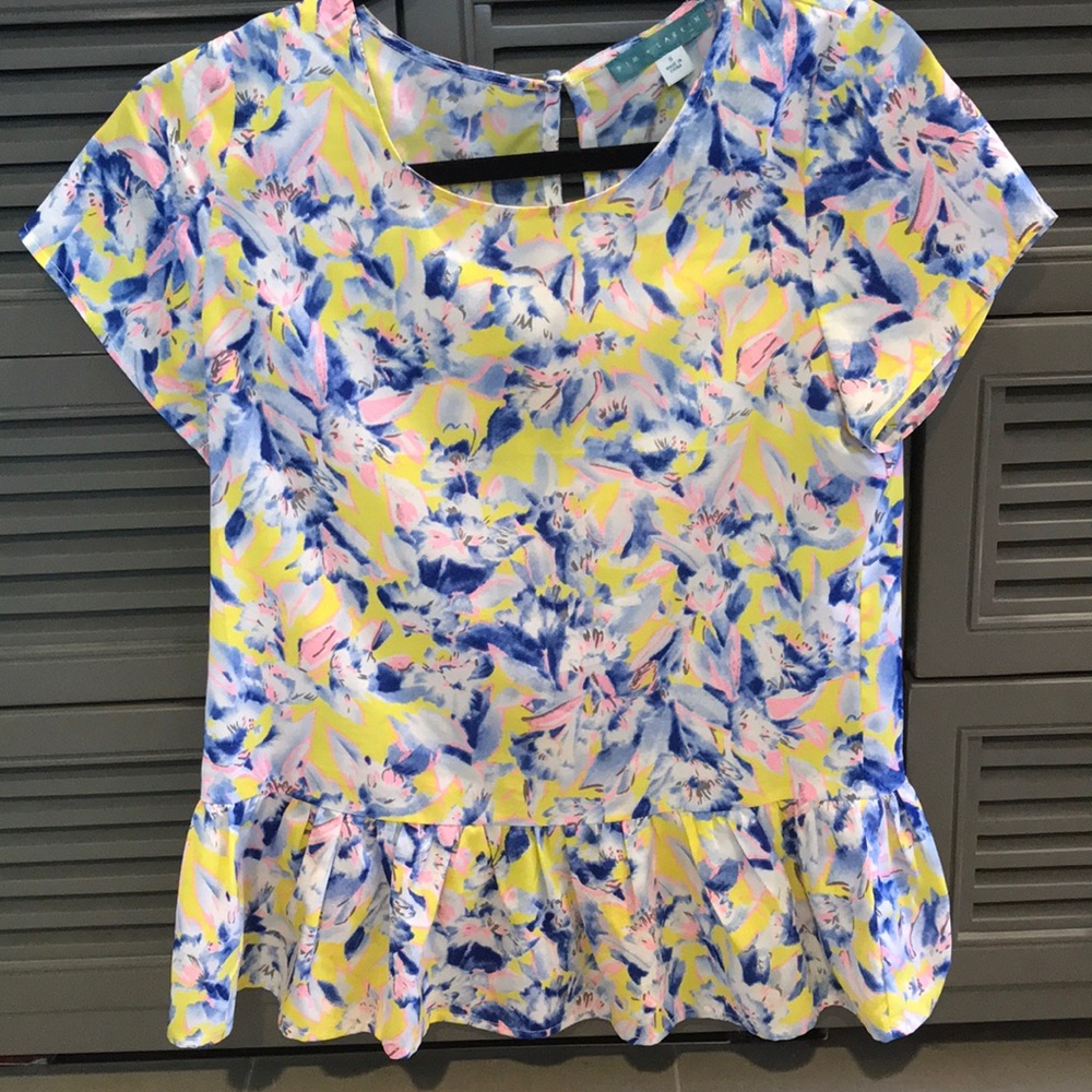 Multi colored vibrant peplum blouse